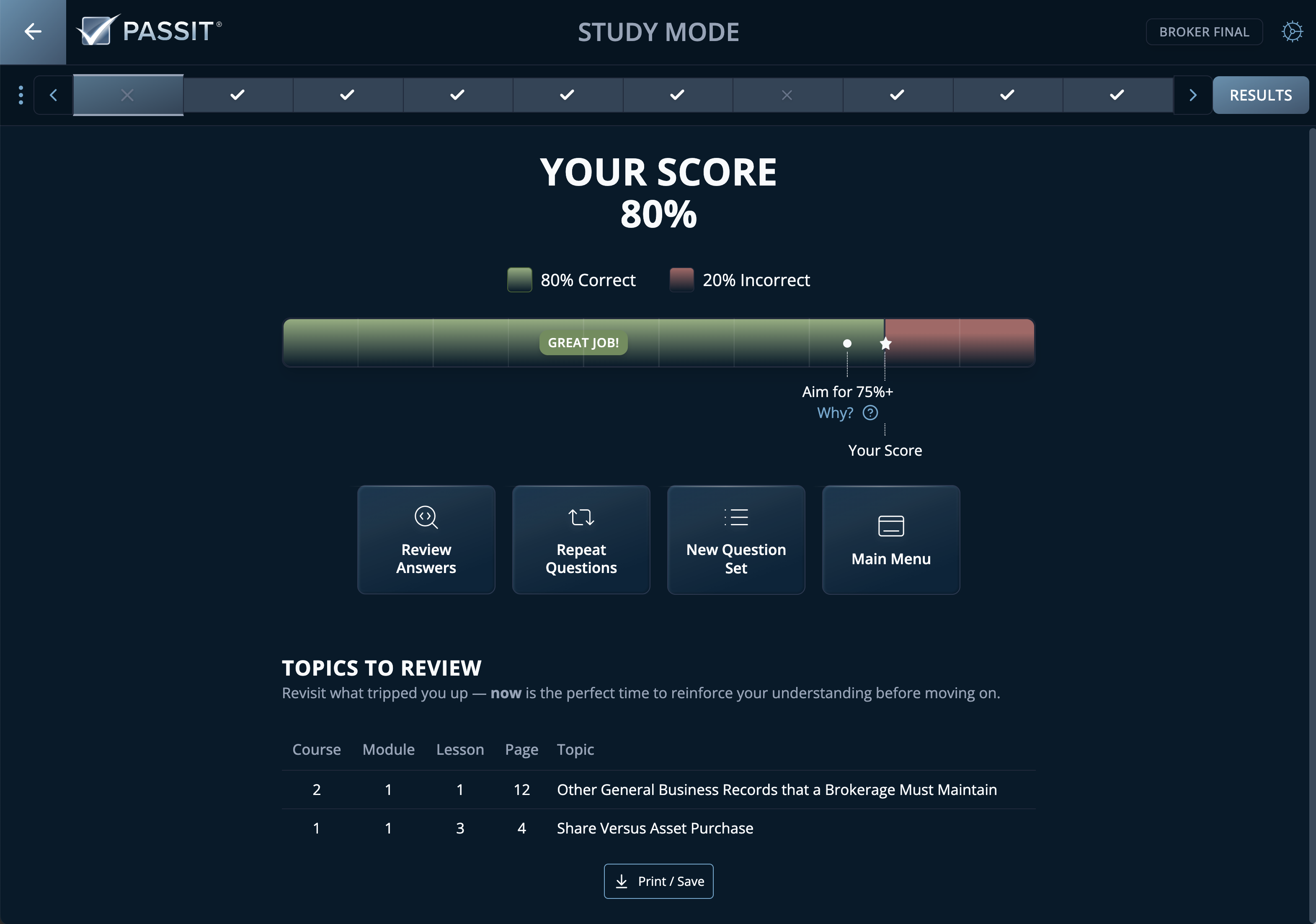 Passit Topic Review Lists