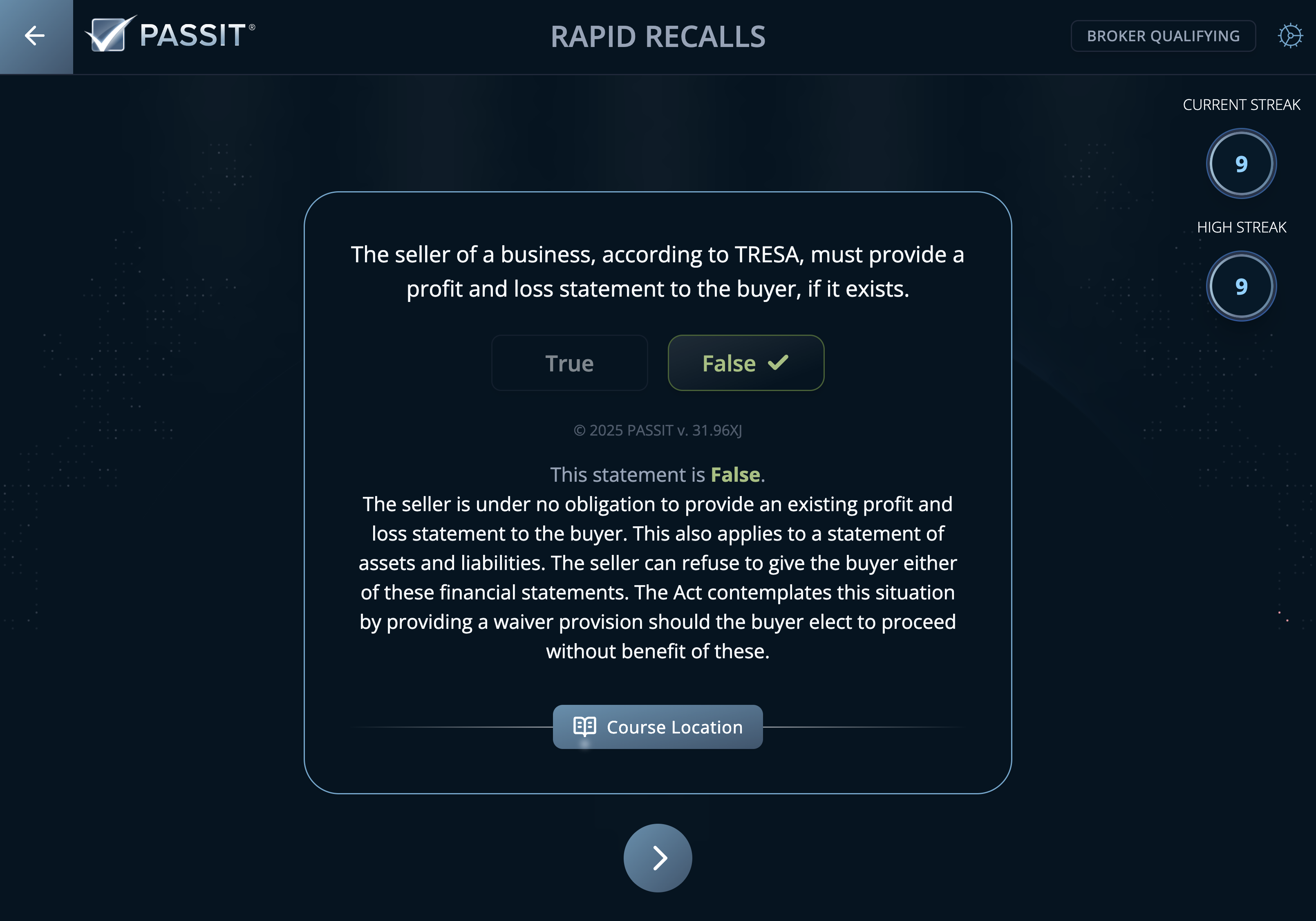 Sample Rapid Recall Question