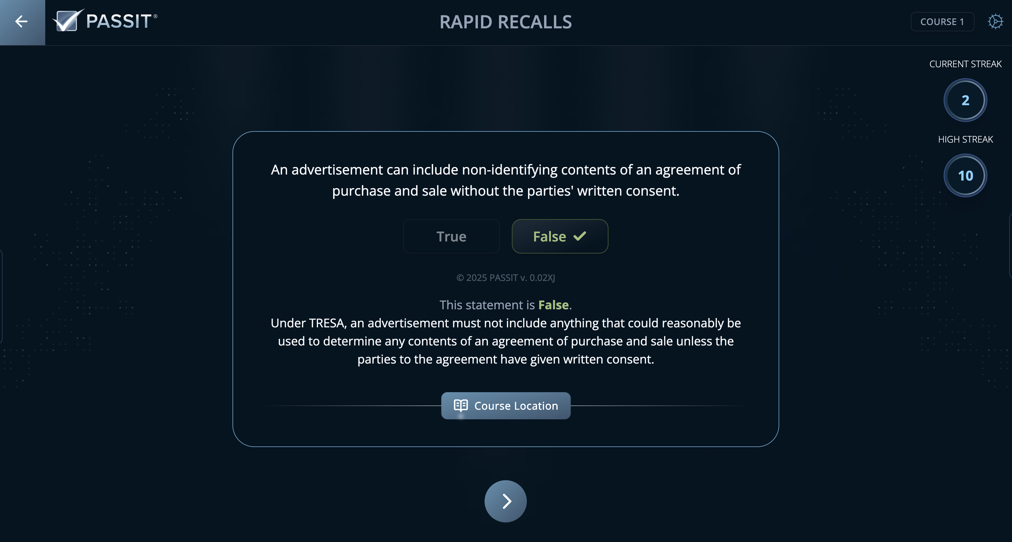 Sample Rapid Recall Question