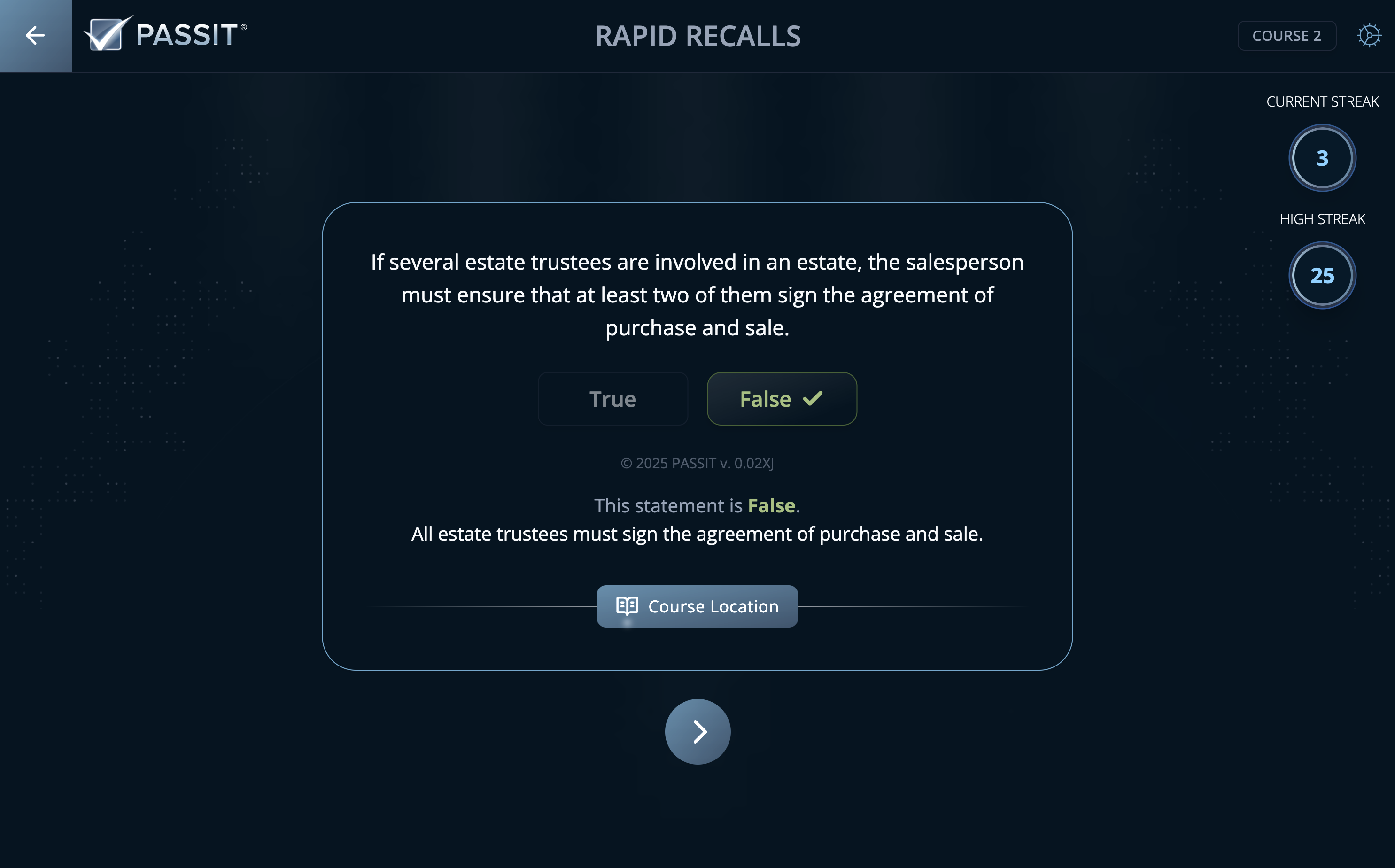 Sample Rapid Recall Question