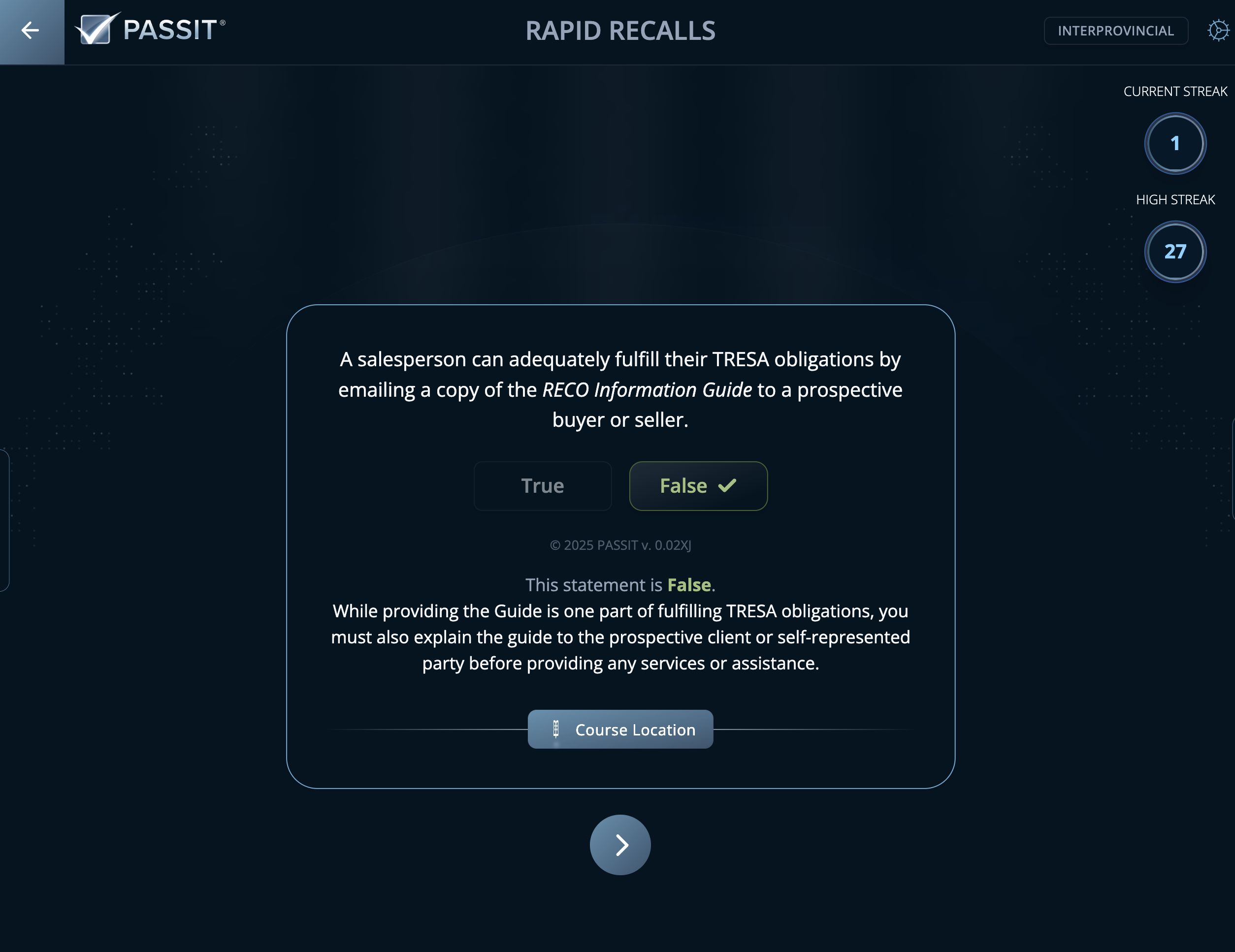 Sample Rapid Recall Question