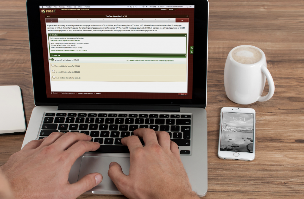 Studying Multiple Choice Questions on Laptop with Passit