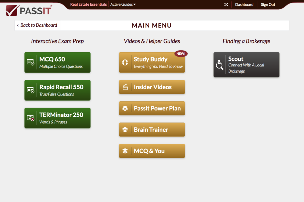 Humber Course 1 Study Menu